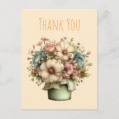 Grillige Bloemen in een Pot Cute Dank Je Briefkaart (Voorkant)