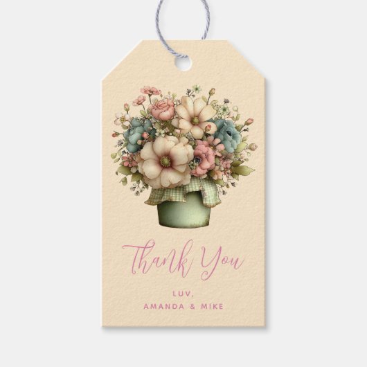 Grillige Bloemen in een Pot Cute - Feestje Cadeaulabel (Voorkant)