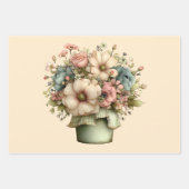 Grillige Bloemen in een Pot Cute Inpakpapier Vel (Voorkant 3)