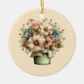 Grillige Bloemen in een Pot Cute Keramisch Ornament (Voorkant)
