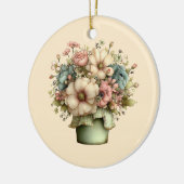 Grillige Bloemen in een Pot Cute Keramisch Ornament (Links)