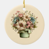Grillige Bloemen in een Pot Cute Keramisch Ornament (Achterkant)