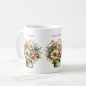 Grillige Bloemen in een Pot Cute Koffiemok (Voorkant links)