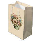 Grillige Bloemen in een Pot Cute Medium Cadeauzakje (Voorkant Gekanteld)