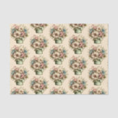 Grillige Bloemen in een Pot Cute Patroon Tissuepapier (Voorkant)