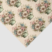 Grillige Bloemen in een Pot Cute Patroon Tissuepapier (Detail)