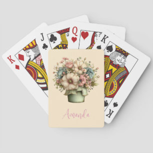 Grillige Bloemen in een Pot Cute Pokerkaarten