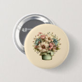 Grillige Bloemen in een Pot Cute Ronde Button 5,7 Cm (Voorkant /achterkant)