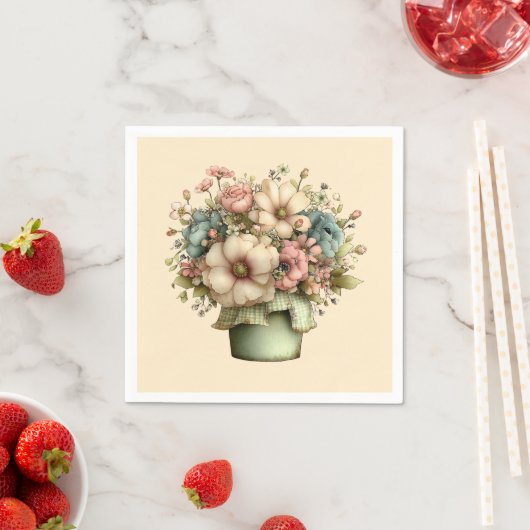 Grillige Bloemen in een Pot Cute Servet (Insitu)