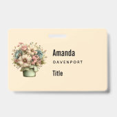 Grillige Bloemen in een Pot Cute Zakelijk Badge (Voorzijde)