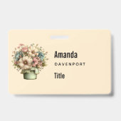 Grillige Bloemen in een Pot Cute Zakelijk Badge (Achterkant)