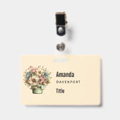 Grillige Bloemen in een Pot Cute Zakelijk Badge (Voorzijde met clip)