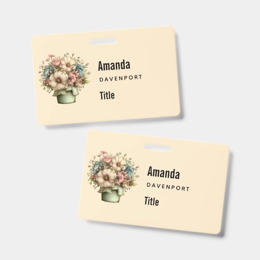 Grillige Bloemen in een Pot Cute Zakelijk Badge (Voor- en achterkant)