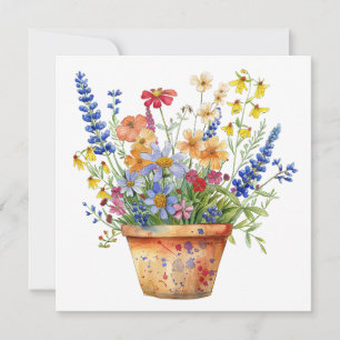 Grillige Bloemen in Pot Bloem Illustratie Kaart