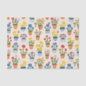 Grillige bloemen in pot Botanische illustratie Tissuepapier (Voorkant)