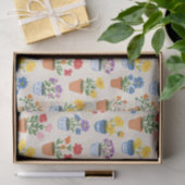 Grillige bloemen in pot Botanische illustratie Tissuepapier (Geschenk)