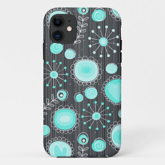 Grillige Bloemen in Turquoise iPhone 5 Hoesje (Achterkant)