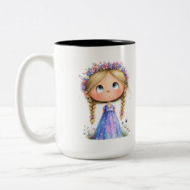 Grillige Bloemen Kroon Meisje Schattig Kinderen Ku Tweekleurige Koffiemok