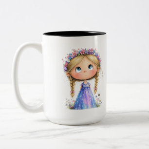Grillige Bloemen Kroon Meisje Schattig Kinderen Ku Tweekleurige Koffiemok