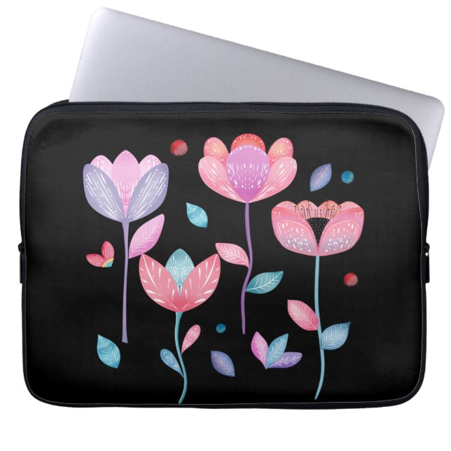 Grillige Bloemen  Laptop Sleeve (Voorkant)