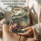 Grillige Bloemen & Libelle Ephemera Decoupage Tissuepapier