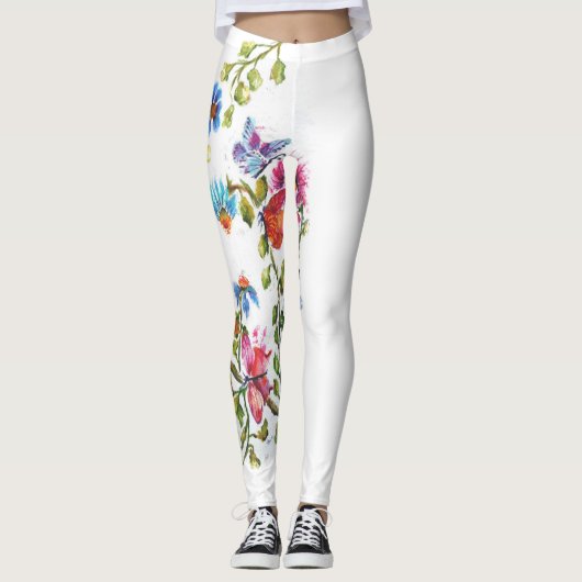 GRILLIGE BLOEMEN MET EEN GELE VOGEL LEGGINGS (Voorkant)