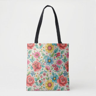 Grillige Bloemen Tote Bag