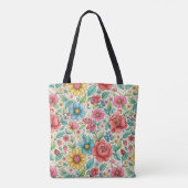 Grillige Bloemen Tote Bag (Achterkant)