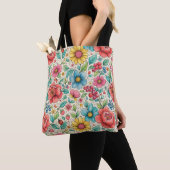 Grillige Bloemen Tote Bag (Dichtbij)