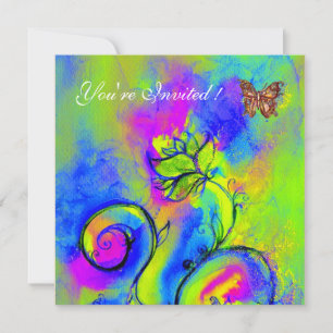 GRILLIGE BLOEMEN & VLINDERS paars blauw groen Kaart