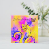 GRILLIGE BLOEMEN & VLINDERS roze blauw geel Kaart (Staand voorkant)