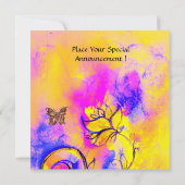 GRILLIGE BLOEMEN & VLINDERS roze blauw geel Kaart (Achterkant)