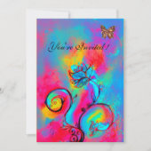 GRILLIGE BLOEMEN & VLINDERS roze blauw geel Kaart (Voorkant)