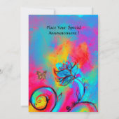 GRILLIGE BLOEMEN & VLINDERS roze blauw geel Kaart (Achterkant)