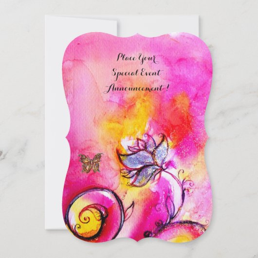 GRILLIGE BLOEMEN & VLINDERS roze geel Kaart (Achterkant)