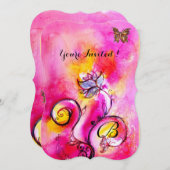 GRILLIGE BLOEMEN & VLINDERS roze geel Kaart (Voorkant / Achterkant)