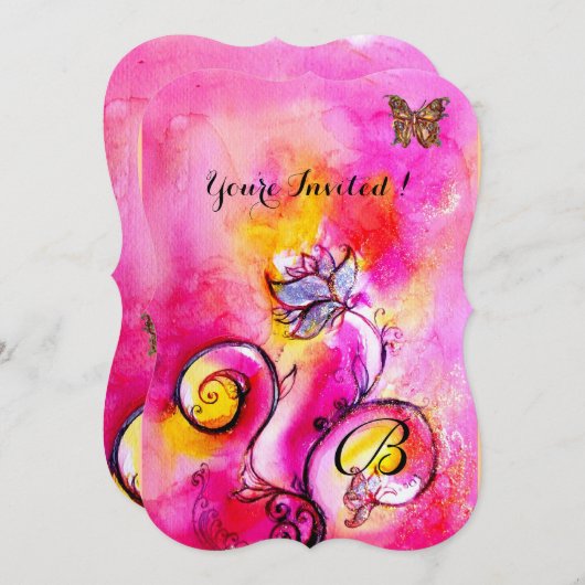 GRILLIGE BLOEMEN & VLINDERS roze geel Kaart (Voorkant / Achterkant)