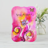 GRILLIGE BLOEMEN & VLINDERS roze geel Kaart (Staand voorkant)