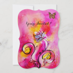 GRILLIGE BLOEMEN & VLINDERS roze geel Kaart