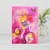 GRILLIGE BLOEMEN & VLINDERS roze geel Kaart (Staand voorkant)