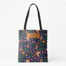 Grillige Bloemen vogels en vlinders monogram