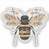 Grillige bloemenbij sticker (Voorkant)