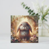 grillige bloemenbos paashaas feestdagenkaart (Staand voorkant)