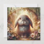 grillige bloemenbos paashaas feestdagenkaart (Voorkant)