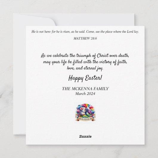 grillige bloemenbos paashaas feestdagenkaart (Achterkant)