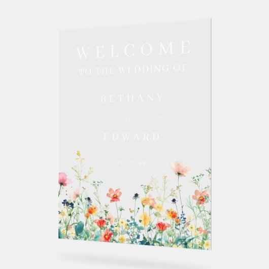 grillige bloemenbruiloft acryl bord (Hoek)