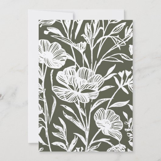 grillige bloemenbruiloft kaart (Achterkant)