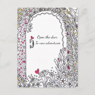 Grillige Bloemendeur Nieuwe Avonturen Kunst Ansich Briefkaart