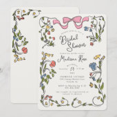 Grillige bloemendoodle bruiloftsshower uitnodiging (Voorkant / Achterkant)