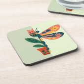 Grillige bloemendragonfly ontwerp bier onderzetter (Linkerzijde)